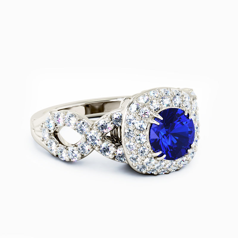 Entourant Diamonds Cremation Ring - Platinum - Blue Sapphire