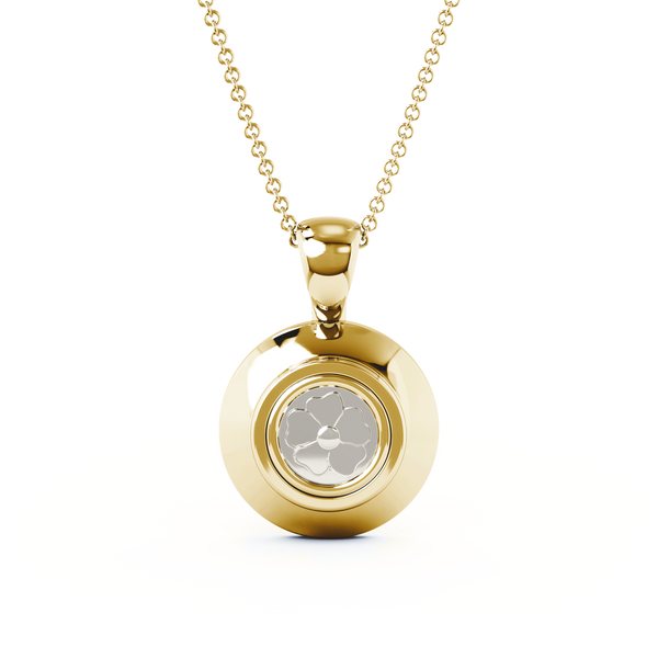 Gold pendant necklace on a white background