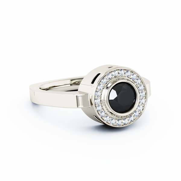 Mystere Halo Diamond Cremation Ring - Platinum - Onyx
