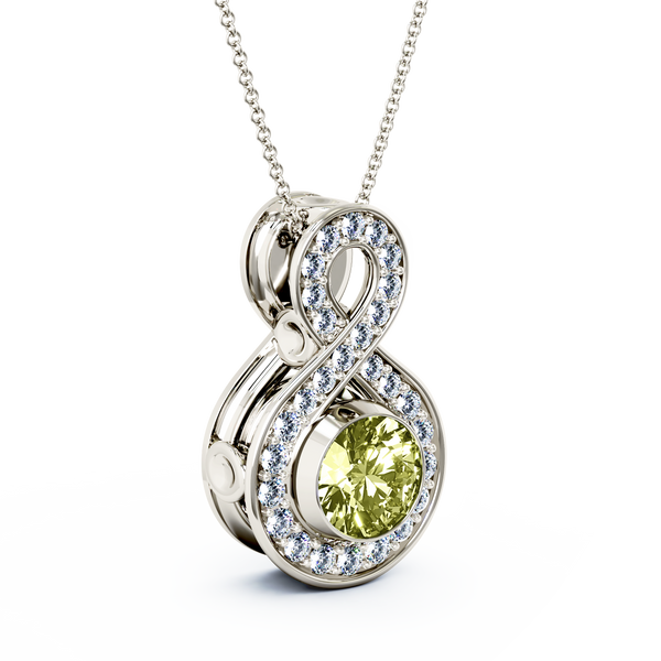 Eternity Medium Diamond Cremation Pendant - Platinum - Peridot