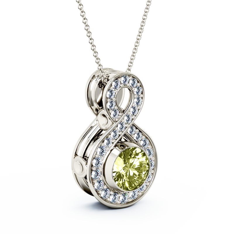 Eternity Medium Diamond Cremation Pendant - Platinum - Peridot