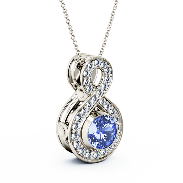 Eternity Medium Diamond Cremation Pendant - Platinum - Tanzanite