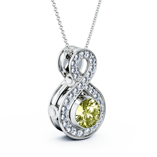 Eternity Medium Diamond Cremation Pendant - 18K White Gold - Peridot