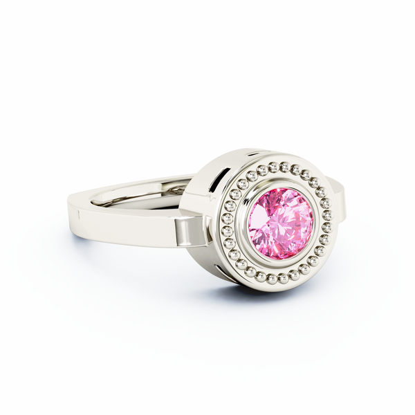Mystere Halo Diamond Cremation Ring - Platinum - Pink Sapphire
