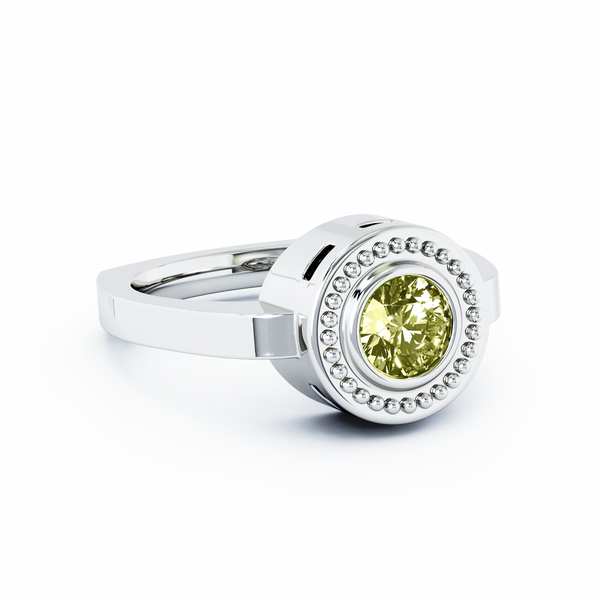 Mystere Solitaire Cremation Ring - 18K White Gold - Peridot