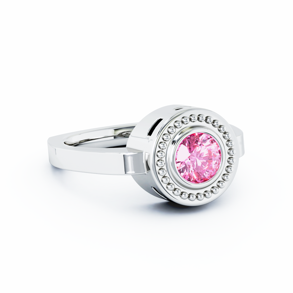 Mystere Solitaire Cremation Ring - 18K White Gold - Pink Sapphire