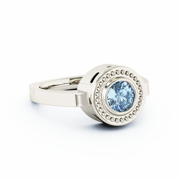 Mystere Solitaire Cremation Ring - Platinum - Aquamarine