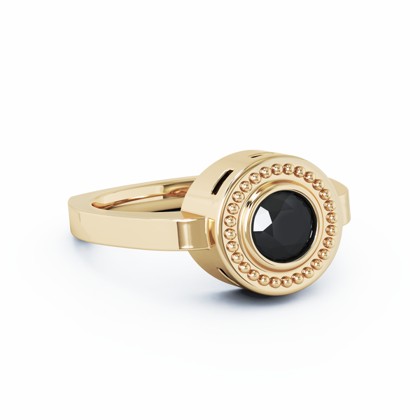 Mystere Solitaire Cremation Ring - 18K Yellow Gold - Onyx