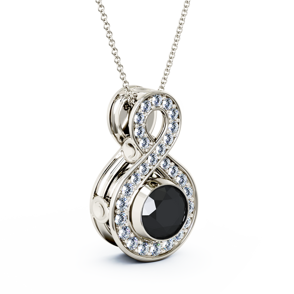 Eternity Medium Diamond Cremation Pendant - Platinum - Onyx