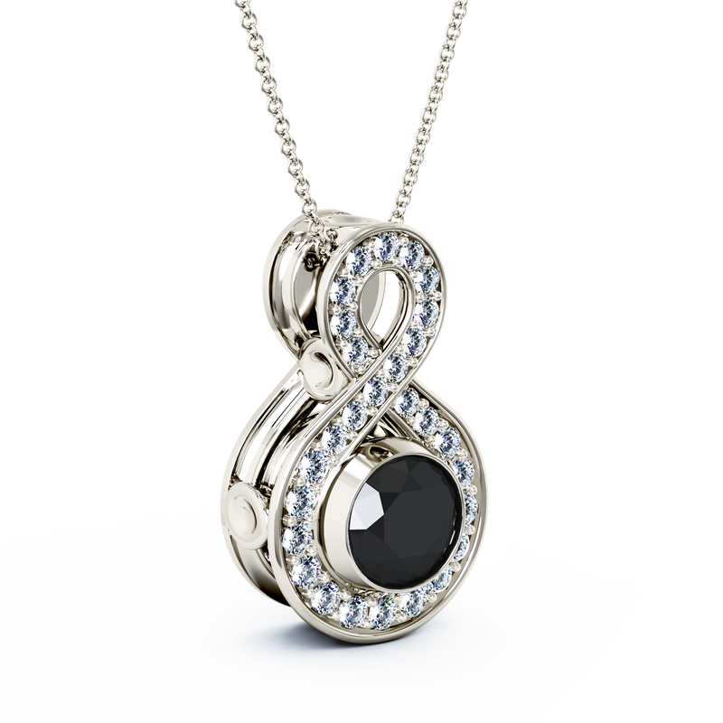 Eternity Medium Diamond Cremation Pendant - Platinum - Onyx