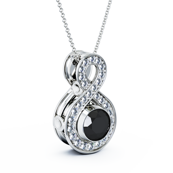 Eternity Medium Diamond Cremation Pendant - 18K White Gold - Onyx
