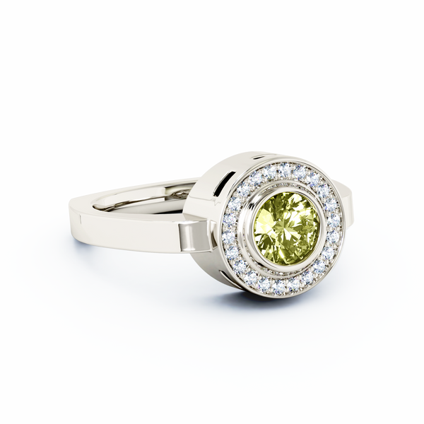 Mystere Halo Diamond Cremation Ring - Platinum - Peridot