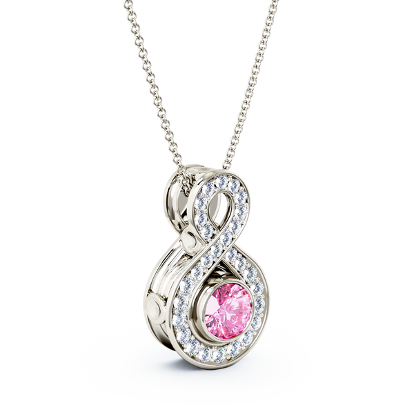 Eternity Small Diamond Cremation Pendant - Platinum - Pink Sapphire