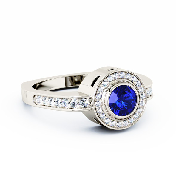 Mystere Sparkling Cremation Ring - Platinum - Blue Sapphire