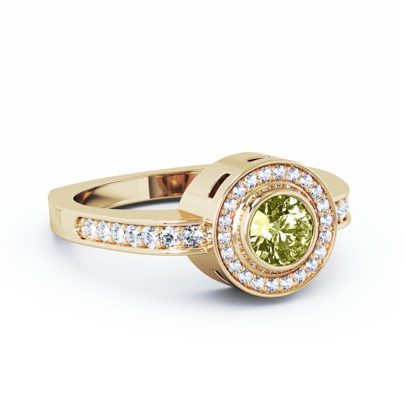 Mystere Sparkling Cremation Ring - 18K Yellow Gold - Peridot