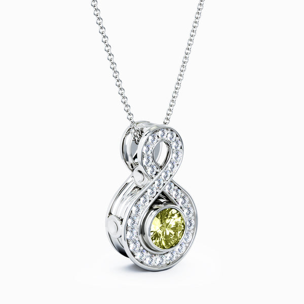 Eternity Small Diamond Cremation Pendant - 18K White Gold - Peridot