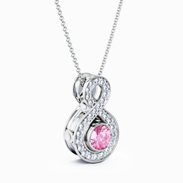 Eternity Small Diamond Cremation Pendant - 18K White Gold - Pink Sapphire