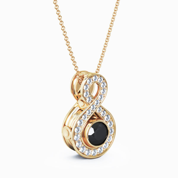 Eternity Small Diamond Cremation Pendant - 18K Yellow Gold - Onyx