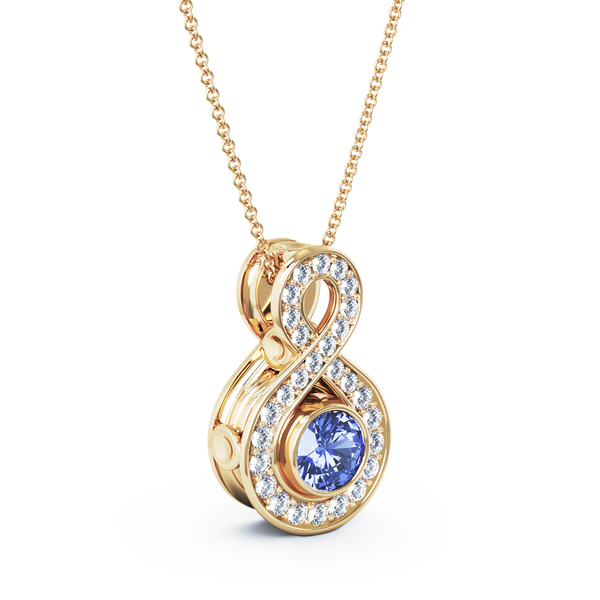 Eternity Small Diamond Cremation Pendant - 18K Yellow Gold - Tanzanite
