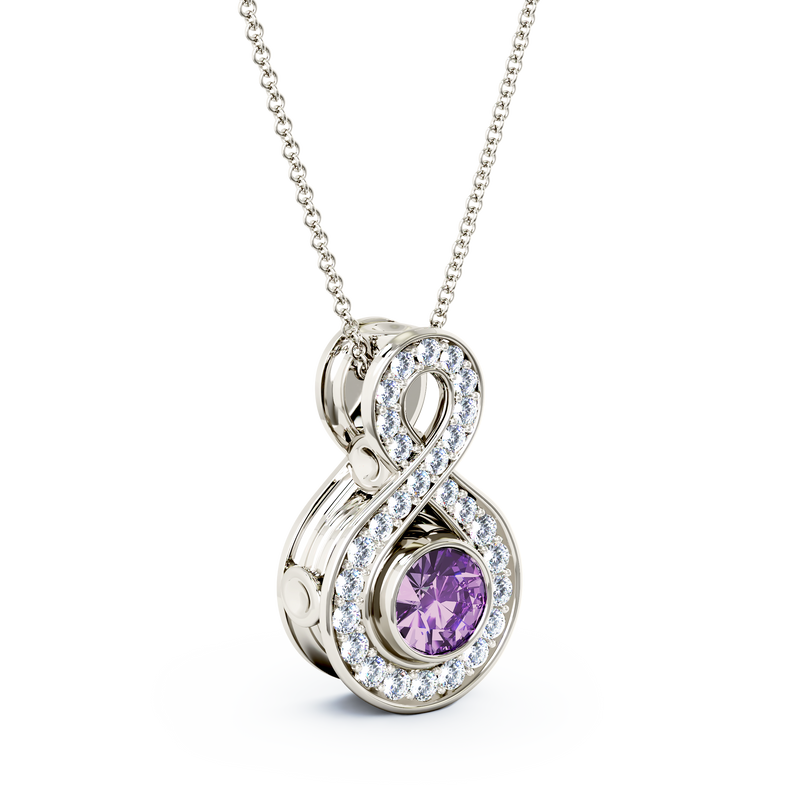 Eternity Small Diamond Cremation Pendant - Platinum - Amethyst