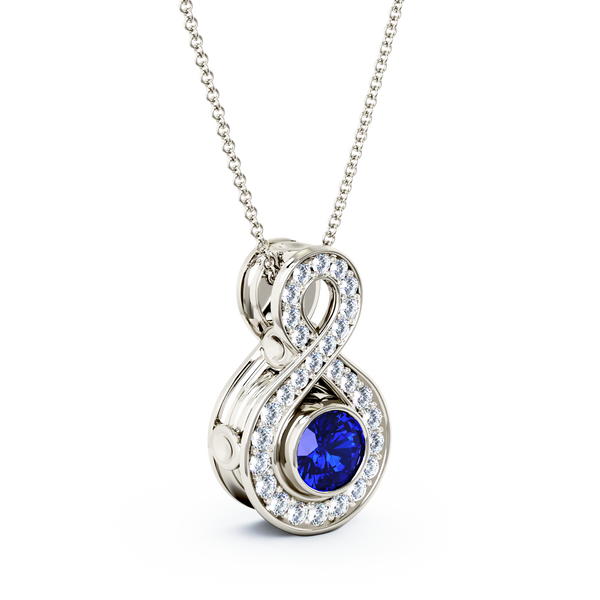 Eternity Small Diamond Cremation Pendant - Platinum - Blue Sapphire