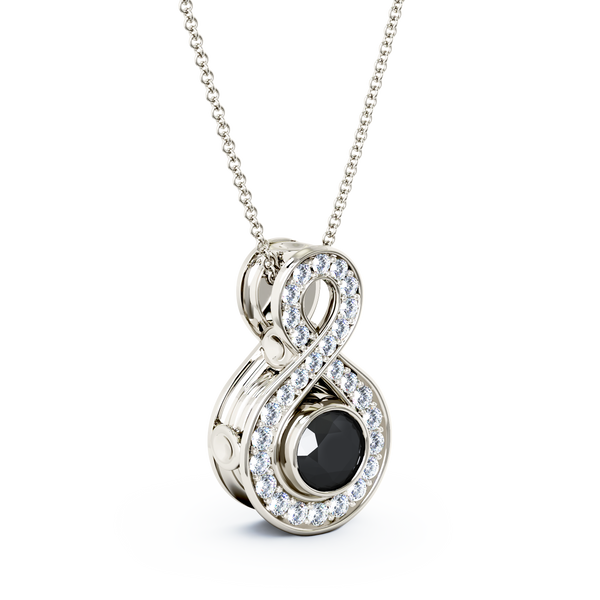 Eternity Small Diamond Cremation Pendant - Platinum - Onyx