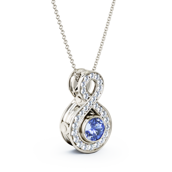 Eternity Small Diamond Cremation Pendant - Platinum - Tanzanite