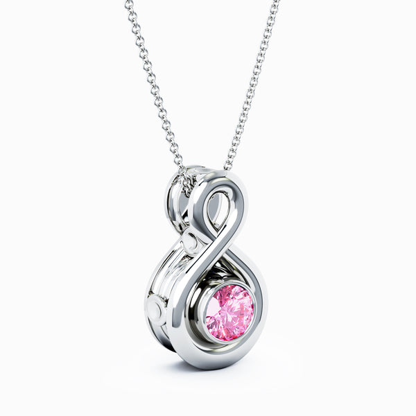 Eternity Small Cremation Pendant - 18K White Gold - Pink Sapphire