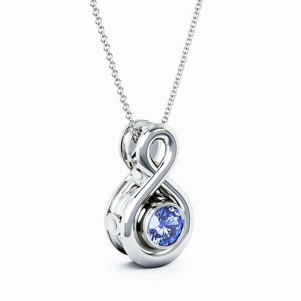 Eternity Small Cremation Pendant - 18K White Gold - Tanzanite