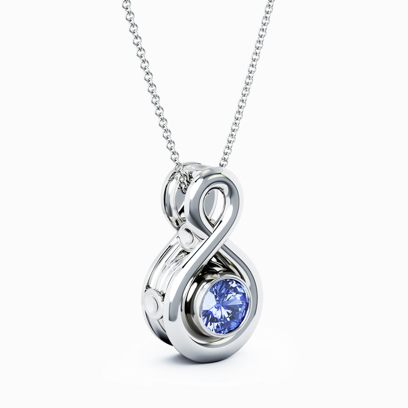 Eternity Small Cremation Pendant - 18K White Gold - Tanzanite