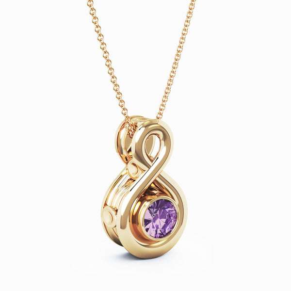 Eternity Small Cremation Pendant - 18K Yellow Gold - Amethyst