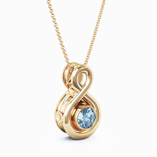 Eternity Small Cremation Pendant - 18K Yellow Gold - Aquamarine
