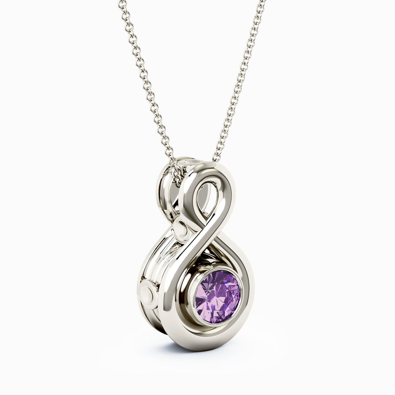 Eternity Small Cremation Pendant - Platinum - Amethyst