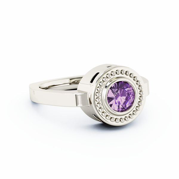 Mystere Halo Diamond Cremation Ring - Platinum - Amethyst