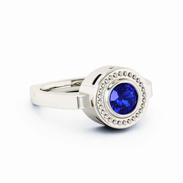 Mystere Solitaire Cremation Ring - Platinum - Blue Sapphire