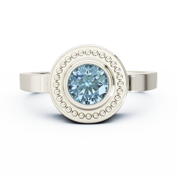 Mystere Solitaire Cremation Ring - Platinum - Aquamarine