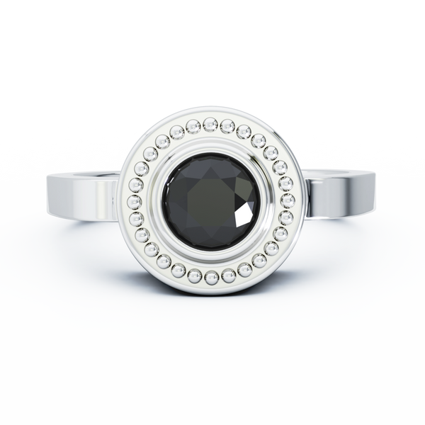 Mystere Solitaire Cremation Ring - 18K White Gold - Onyx