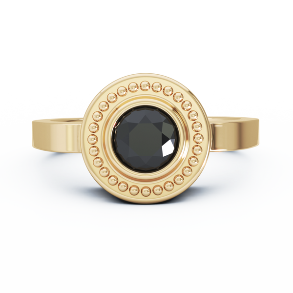Mystere Solitaire Cremation Ring - 18K Yellow Gold - Onyx