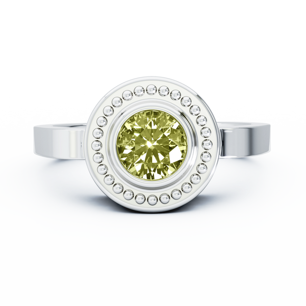 Mystere Solitaire Cremation Ring - 18K White Gold - Peridot