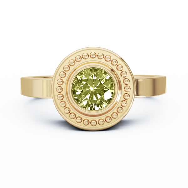 Mystere Solitaire Cremation Ring - 18K Yellow Gold - Peridot
