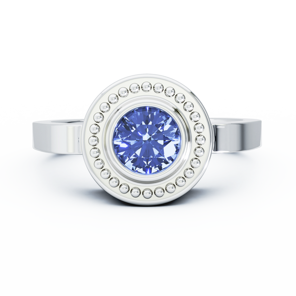 Mystere Solitaire Cremation Ring - 18K White Gold - Tanzanite