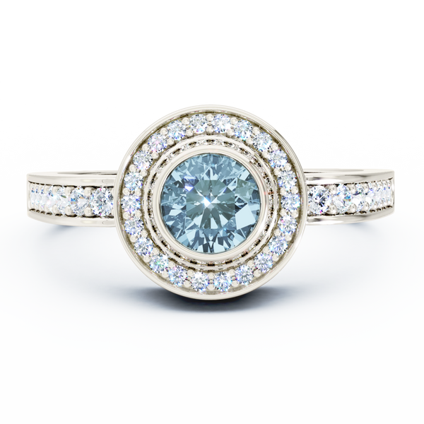 Mystere Sparkling Cremation Ring - Platinum - Aquamarine