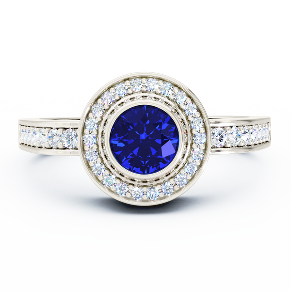 Mystere Sparkling Cremation Ring - Platinum - Blue Sapphire
