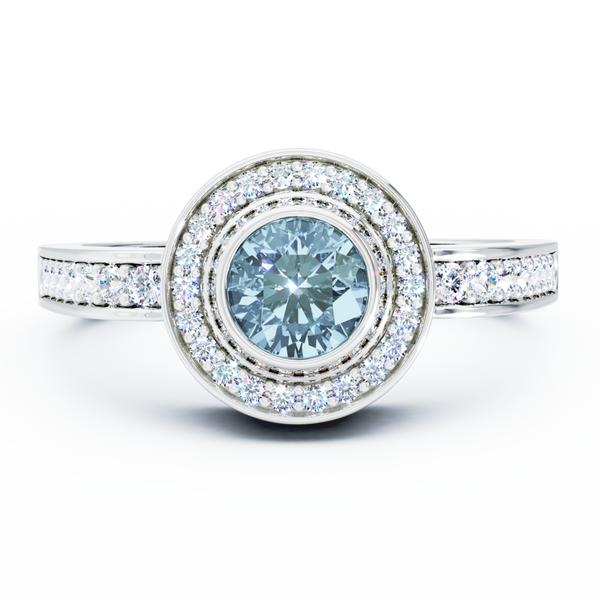 Mystere Sparkling Cremation Ring - 18K White Gold - Aquamarine
