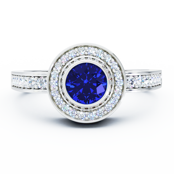 Mystere Sparkling Cremation Ring - 18K White Gold - Blue Sapphire