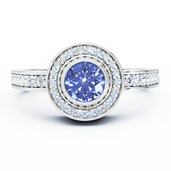 Mystere Sparkling Cremation Ring - 18K White Gold - Tanzanite