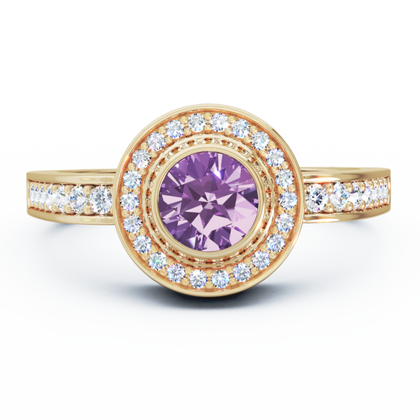 Mystere Sparkling Cremation Ring - 18K Yellow Gold - Amethyst