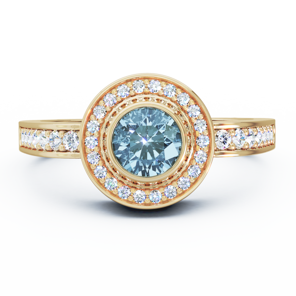 Mystere Sparkling Cremation Ring - 18K Yellow Gold - Aquamarine