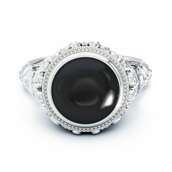 Forget Me Not Cremation Ring - 18K White Gold - Onyx