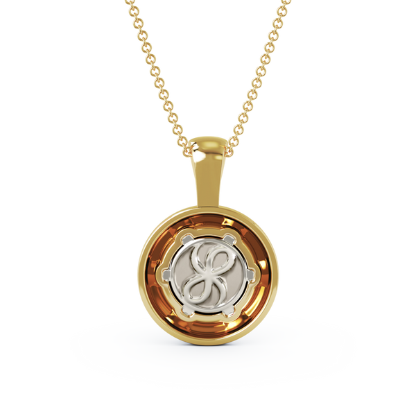 Halo Personalized Cremation Pendant - 18K Yellow Gold - Flower Top